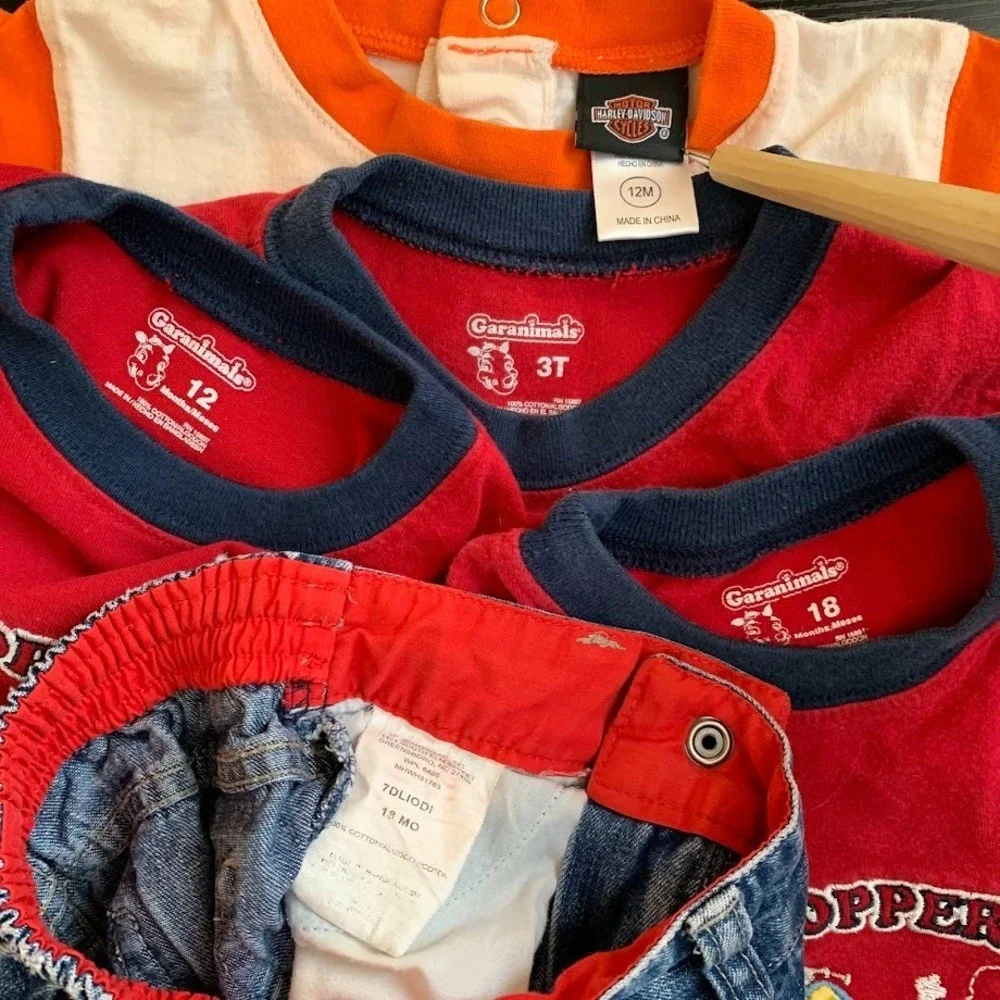 Kid Clothing LOT of 5‎ Motorcycle Theme 12 Months-3T Harley Davidson Garanimals